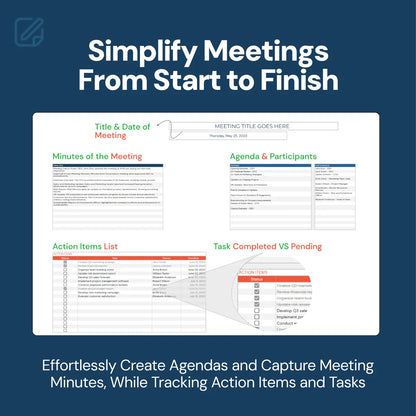 meeting notes template, meeting agenda, meeting minutes template, action item tracker, agenda planner, meeting organizer, task assignment tracker, meeting template, meeting insights, meeting format, meeting minute recording, agenda creation tool, meeting management template, meeting notes organizer, team meeting template, project meeting tracker, task assignment planner, meeting accountability tracker, professional meeting notes, meeting documentation tool