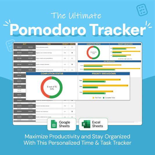 Pomodoro tracker, time management tool, daily task checklist, productivity booster, task organizer, Pomodoro technique, time management system, task prioritization, productivity planner, time tracker, daily planner, work efficiency tool, task progress tracker, Pomodoro method, productivity management, time and task manager, work productivity tool, task scheduling, efficient time management, productivity checklist