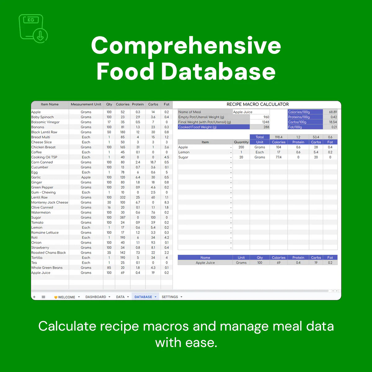 weight loss tracker, fitness goals template, Google Sheets fitness tracker, calorie tracker, protein and carb calculator, weight gain tracker, exercise log, food database, fitness progress tracker, calorie management, health tracker, nutrition tracker, workout tracker, fitness template, weight management tool, dietary tracker, health goals template, calorie counting sheet, exercise and diet planner, progress visualization