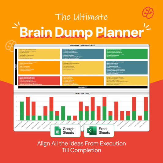 brain dump planner, idea organizer, task manager, mind clarity planner, goal setting tool, brainstorming planner, task prioritization, productivity planner, visual task management, idea repository, thought organizer, task tracker, goal planner, action plan tool, project planner, task visualization, idea dump, task prioritization tool, productivity tracker, task management system