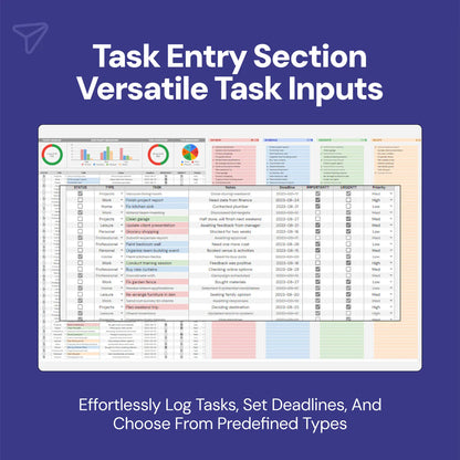 task priority tracker, task management, priority task planner, Eisenhower matrix, swimlane view, task prioritization, task delegation, deadline tracker, task completion tracker, task urgency tracker, task importance tracker, task progress visualization, task logging, project task management, task scheduling tool, task tracking template, priority task list, task organization, task planner template, task monitoring tool